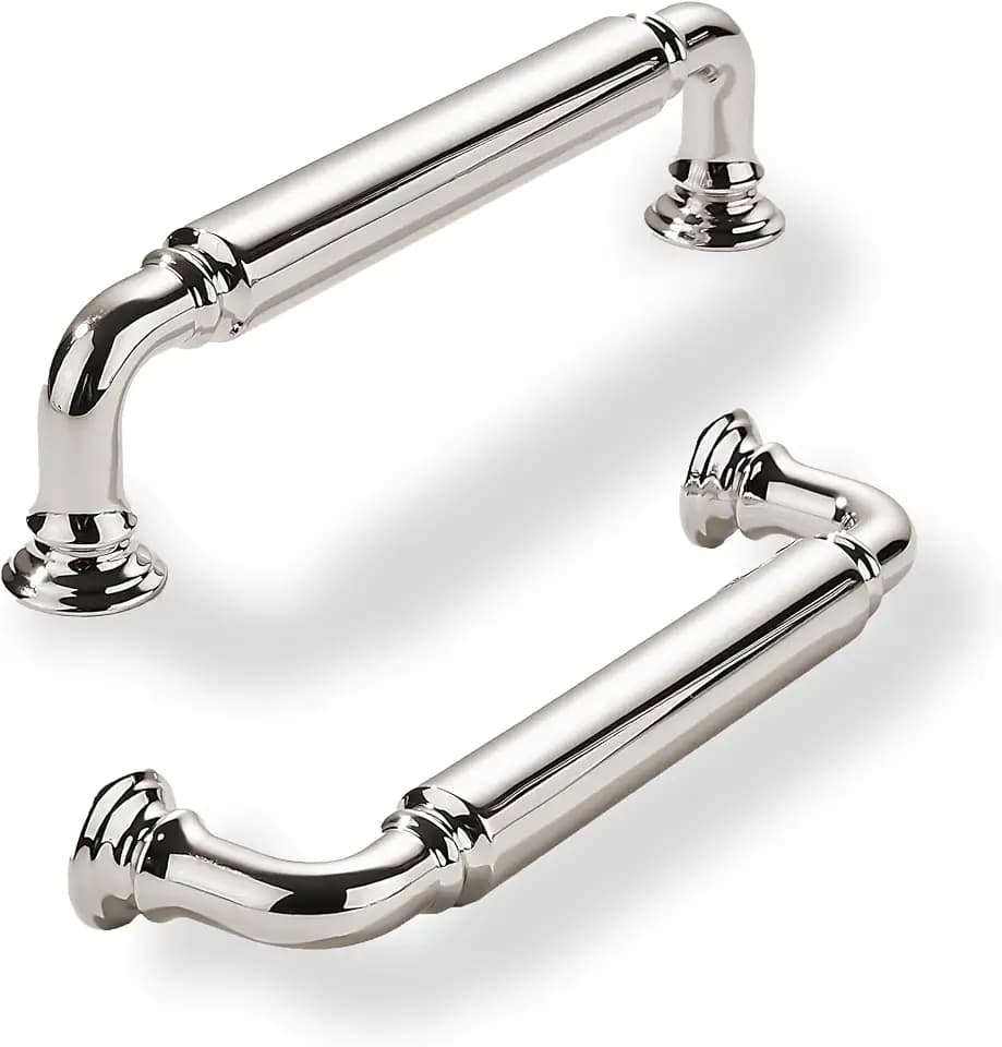 khtumeware 10-Pack Polished Nickel Heavy-Duty Solid Cabinet Pulls, 3-1/2 Inch (89mm) Hole Center, Drawer Pulls, Cabinet Hardware, Suitable for Kitchen Cabinets, Bathrooms and Dressers
