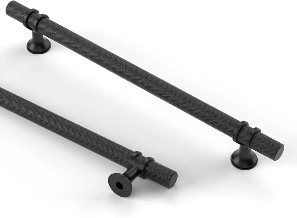 Asidrama 10 Pack 7.5 Inch(192mm) Knurled Matte Black Kitchen Cabinet Handles, Cabinet Pulls Kitchen Cabinet Hardware Cupboard Handles Drawer Pulls