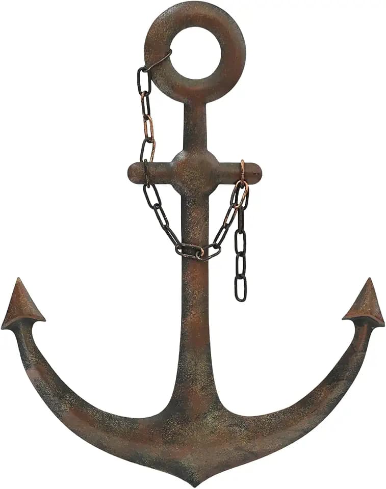 DECORKEY Anchor Wall Decor,Antique Metal Wall Art With Chain for Bedroom Living Room Dorm Home with Chain Wall Decor, Antique Metal Anchor Farmhouse Decor (Vintage)