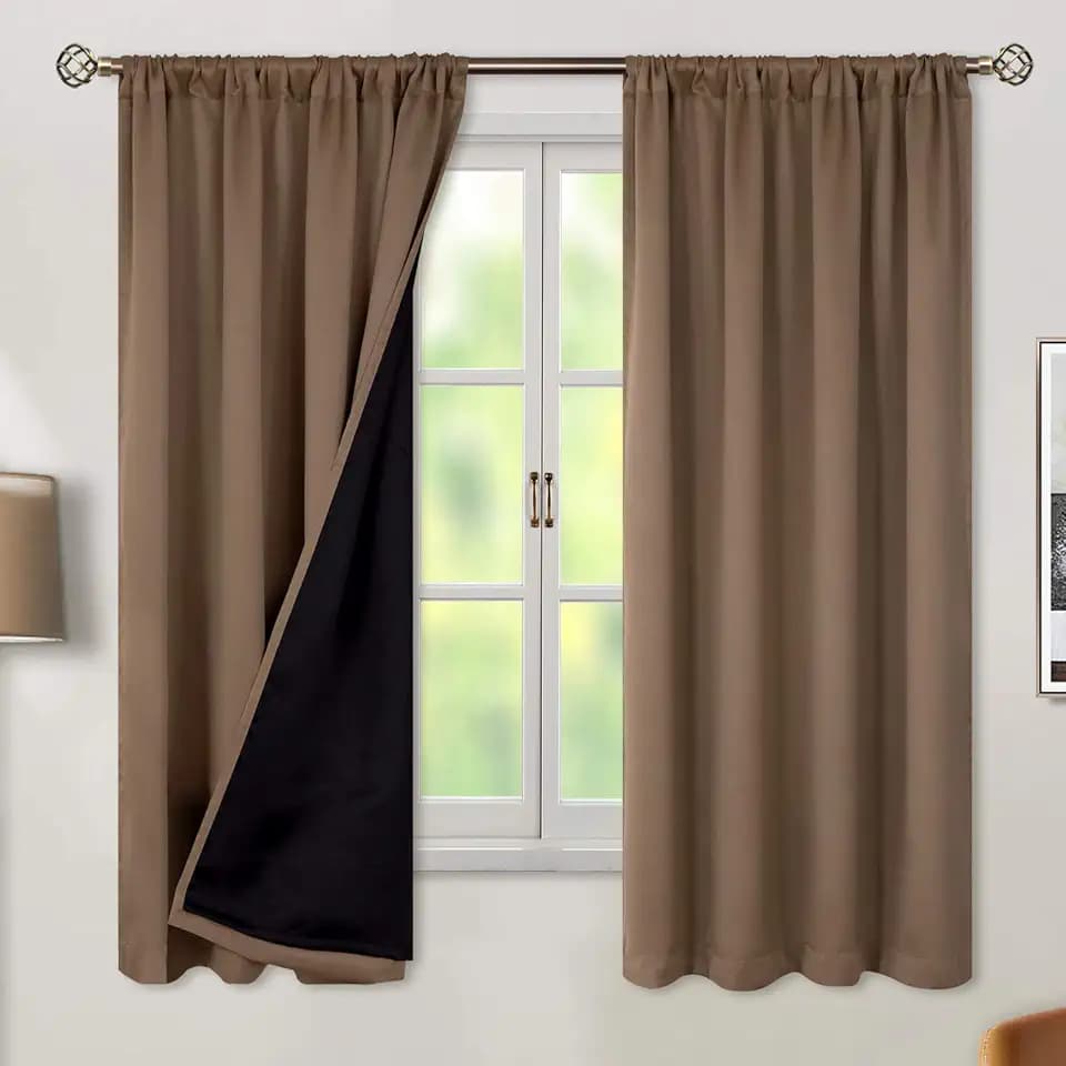BGment Taupe 100% Blackout Curtains for Bedroom 63 Inch Length 2 Panels