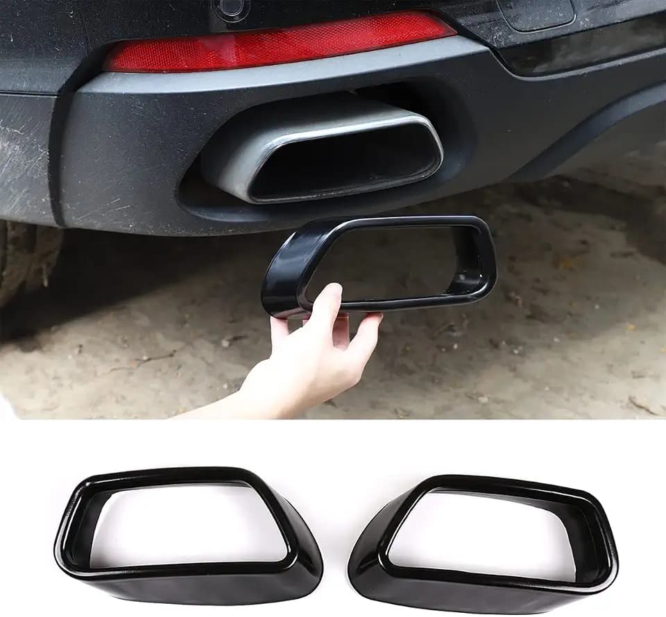 Für X5 F15 2014-2018 X6 F16 2015-2019 Edelstahl Schalldämpfer Auspuffrohr Throat Tail Cover Trim (Schwarz (Regular Version))