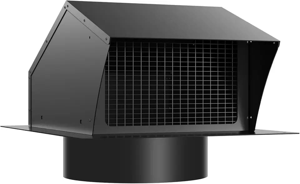 Roof Vent Cap 8 Inch Removable Rooftop Black Exhaust Iron Vent Cap with Damper for Ventilation System