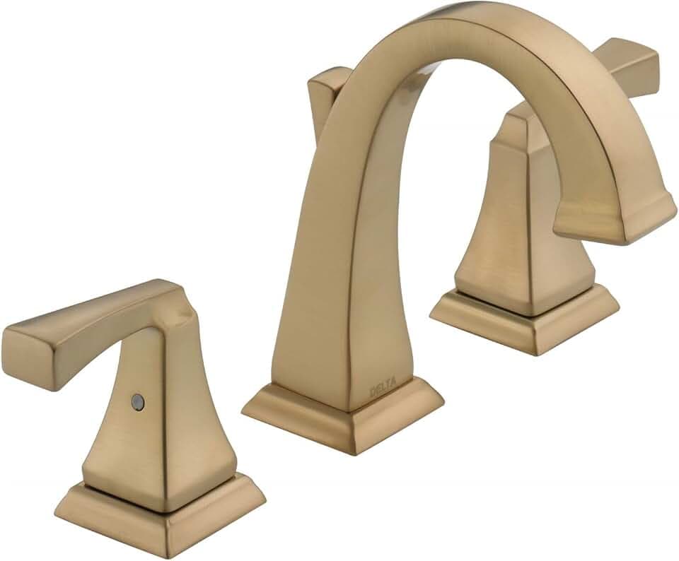 Delta Dryden Brushed Gold Bathroom Faucet 3 Hole, 8 Inch Widespread Bathroom Sink Faucet for Vanity, Metal Push-Pop Drain Assembly, Champagne Bronze 3551-CZMPU-DST