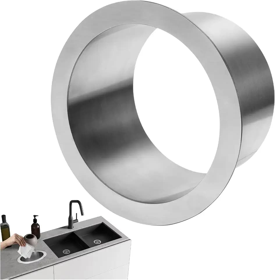 Countertop Trash Can, Drop-in Trash Chute Stainless Steel Round Countertop Trash, Waste Chute Built-in Trash Can, Waste Bucket Bottomless Embedded Trash Bin