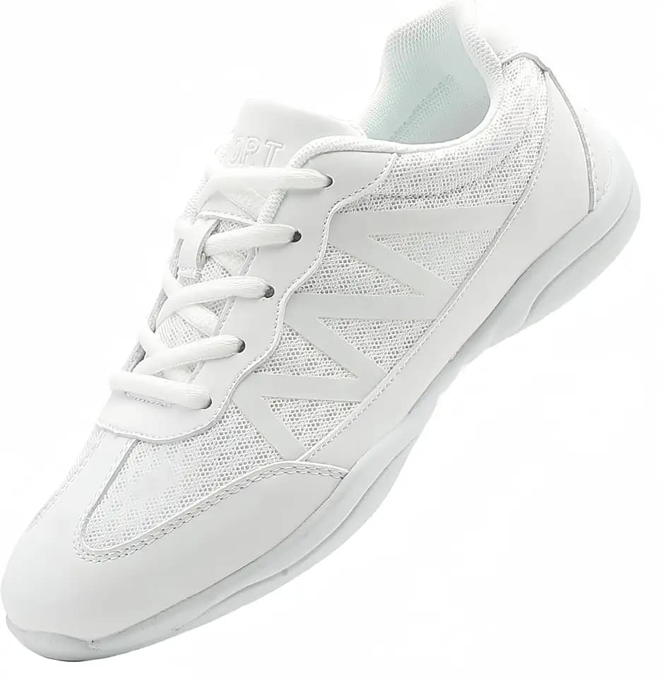 Girls White Cheer Shoes Youth Cheerleading Dance Shoes Breathable Lightweight Athletic Training Sneakers for Competition Sport