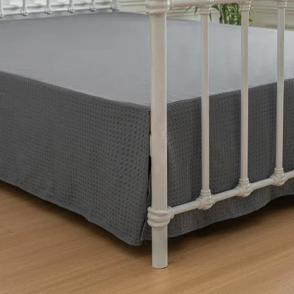 Bed Skirt King Size, Pleated Waffle Weave 16 Inch Drop
