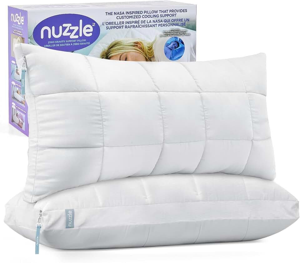 Nuzzle Neck Pillow Adjustable Queen Size Set of 2,Soft Luxury Hotel Feel