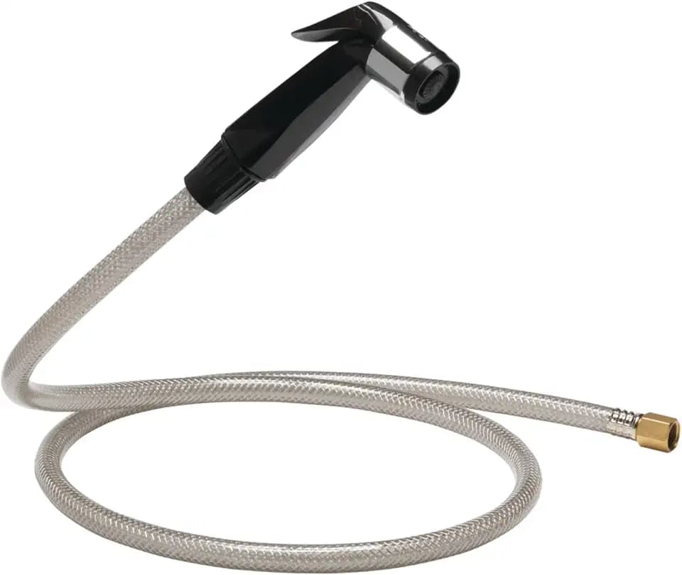 PlumbCraft Kitchen Sink Sprayer with Hose, Black, Thumb-Triggered