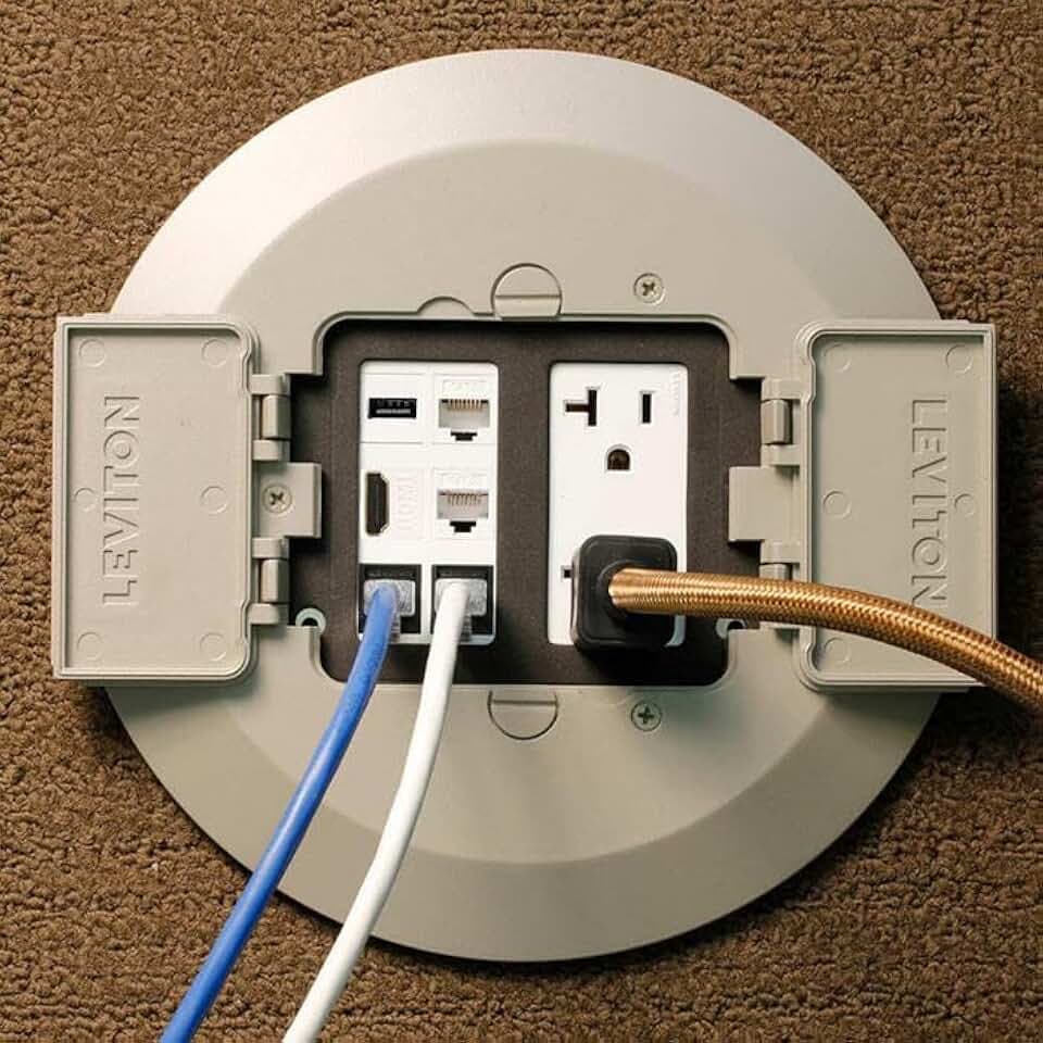 Leviton Poke-Through Floor Box 2-Gang, 5-Inch with Protective Cover, PT500, Steel