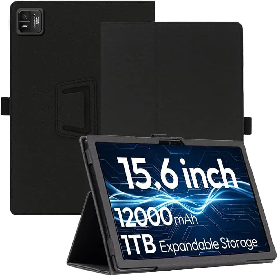 Tablet Hülle für MESWAO MES-B3 Pro/MES-B3, azamp MES-B3 15,6 Zoll Tablet, PU Leder Abdeckung Klappständer Case Cover Schutzhülle mit Handschlaufe Magnet