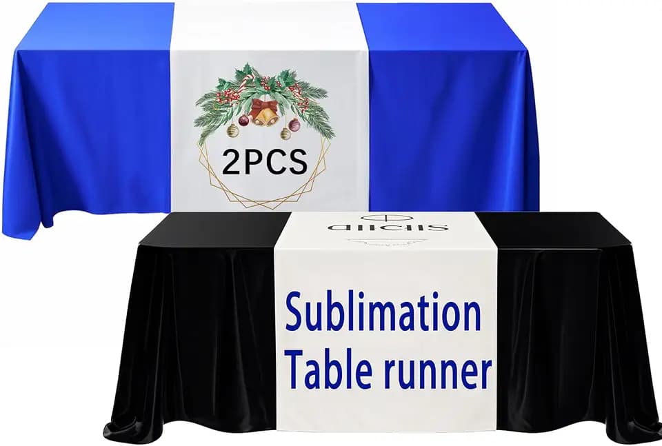 Sublimation Table Banner 72" x 24" White 100% Polyester Table Runner Sublimation Blanks Personalized Table Runner with Logo,Table Decor, Party Decor, Vendor Booth, Blank Banner (2 PCS)