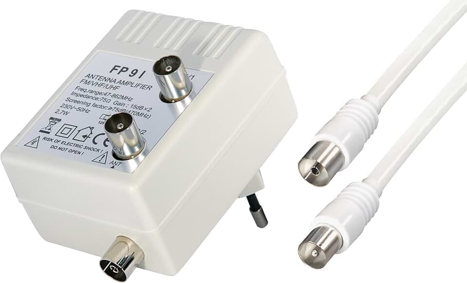 Transmedia FP9iL 2 Geräte Antennenverstärker (47-862MHz, Verstärkung 2X 15dB)