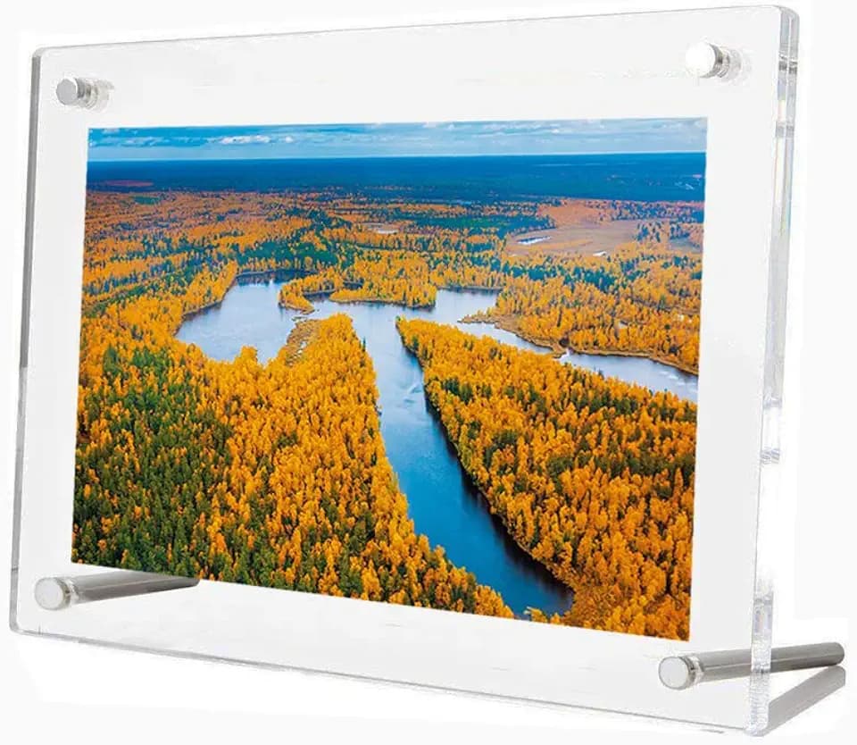 Frameless Tabletop Photo Frames Free Standing Clear Acrylic Desktop Picture Frame (8.5x11)