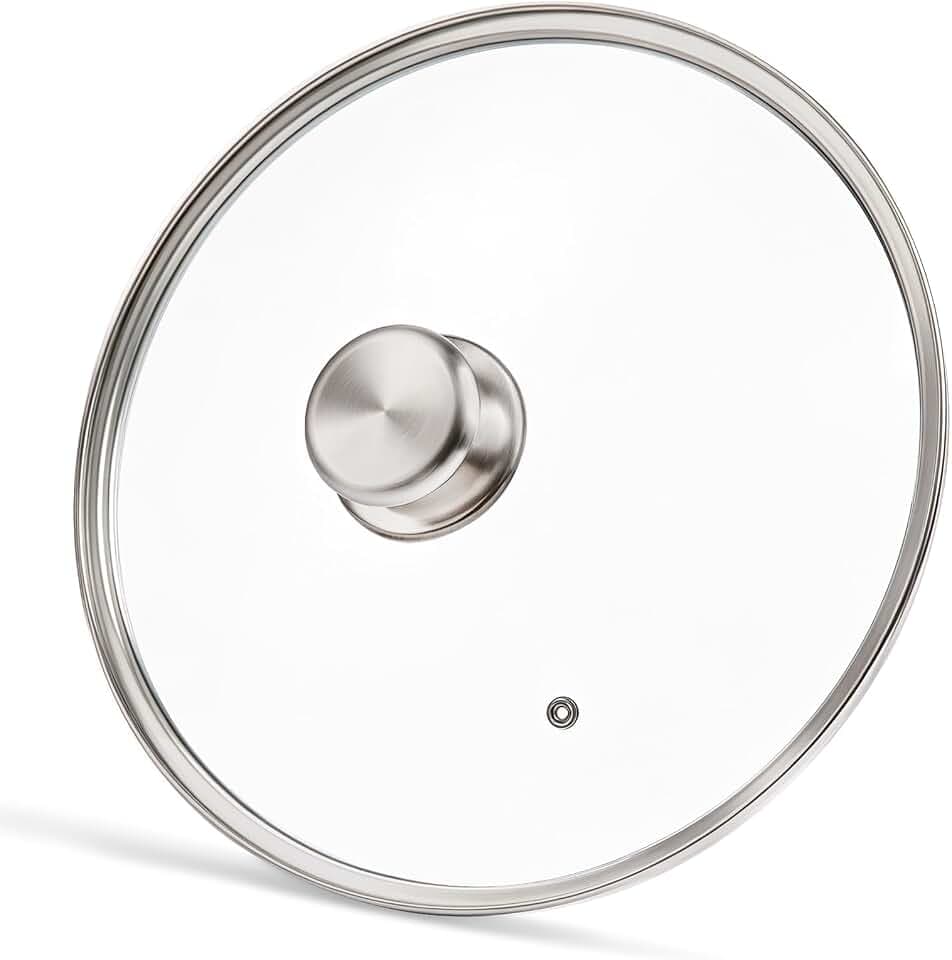 12 Inch Pan Lid - Tempered Glass Pot Lid, Stainless Steel Knob