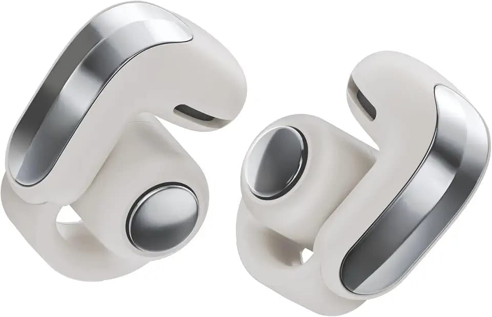 Bose Ultra Open Earbuds (2. Gen.) – Open-Ear, Clip-on, kabellose Bluetooth-Earbuds, 360-Grad-Sound, kabelloses Laden, bis zu 28 Std. Wiedergabe, ideal für Reisen, Schule und Büro, Rauchweiß