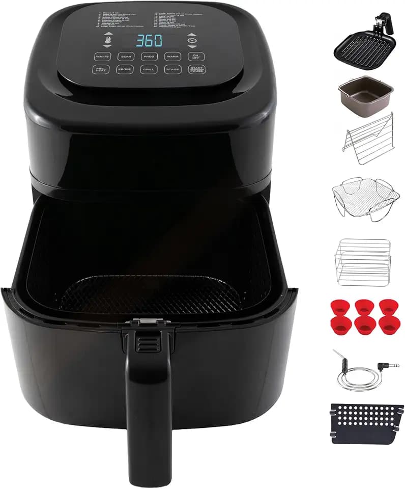Nuwave Brio 10-in-1 Air Fryer, 6 QT Capacity with Smart Probe