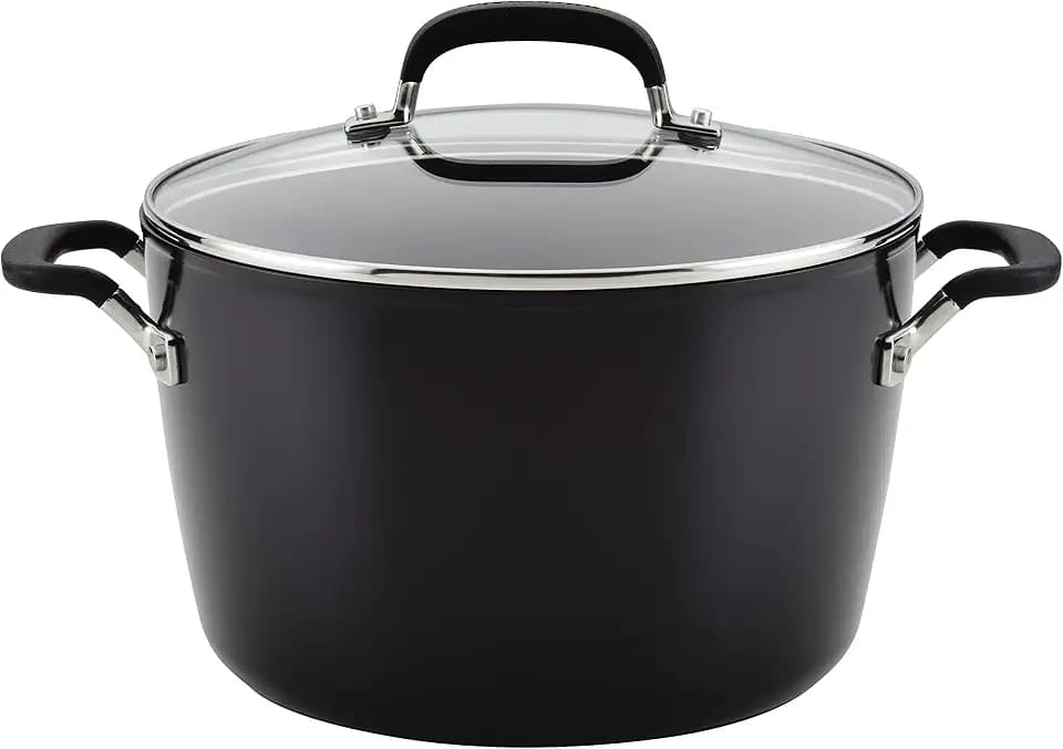 KitchenAid Hard Anodized Nonstick Stock pot with Lid, 8-Quart, Onyx Black