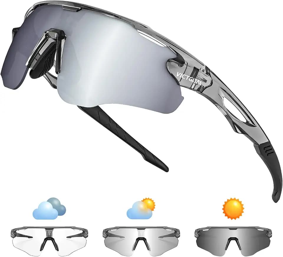 Victgoal Fahrradbrille Herren Damen Selbsttönend, TR90 Rahmen, UV400 Schutz