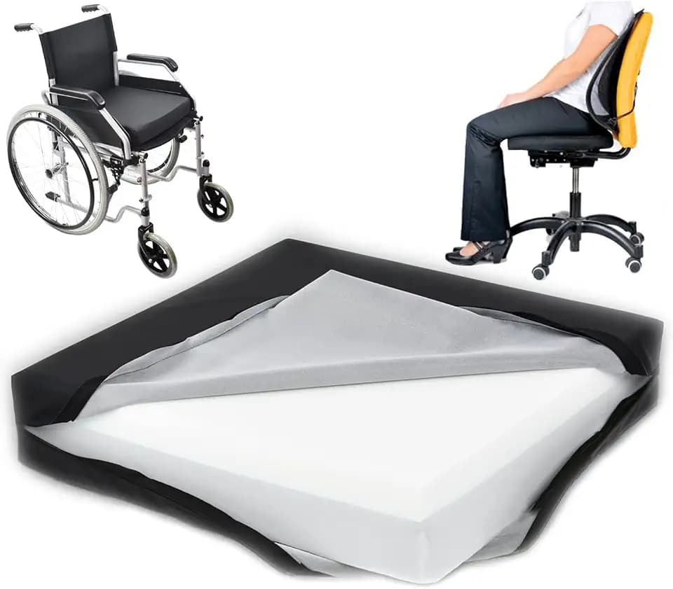 OrtoPrime Antidekubitus + HR-Sitzpolster - Memory Schaumstoff - Viscoelastisches Ischias-Sitzkissen abwaschbar - Ergonomisches Steißbeinkissen für Büro- und Rollstuhl - Schutz und Komfort