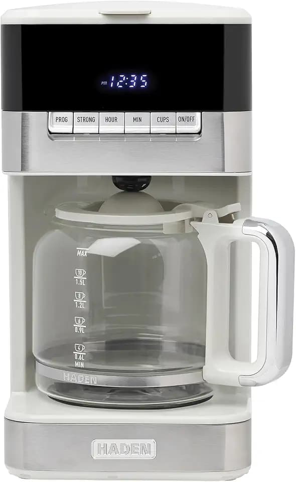 HADEN Quintessential 12 Cup Programmable Drip Coffee Maker, Ivory & Chrome