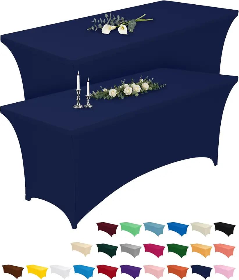 Pureegg Spandex Tablecloth 6ft 2 Pack Navy Blue