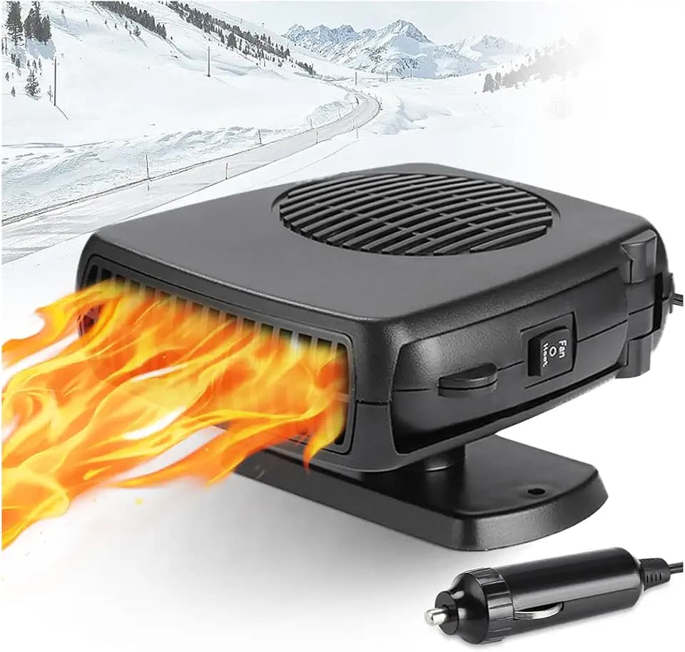 Leaflai Autoheizung 150 W – 12 V tragbare Autoheizung, Anti-Beschlag-Auto-Defroster, der an den Zigarettenanzünder angeschlossen Wird, Windschutzscheibenheizungsventilator für LWs, SUVs
