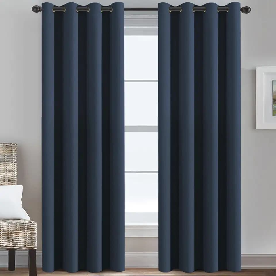 H.VERSAILTEX Ultra Thick and Soft Curtains Blackout for Bedroom Window Treatment Boys Girls Kids Bedroom Curtains Thermal Insulated Grommet Curtain Panels for Living Room - 52'W by 84'L, Navy, 1 Panel