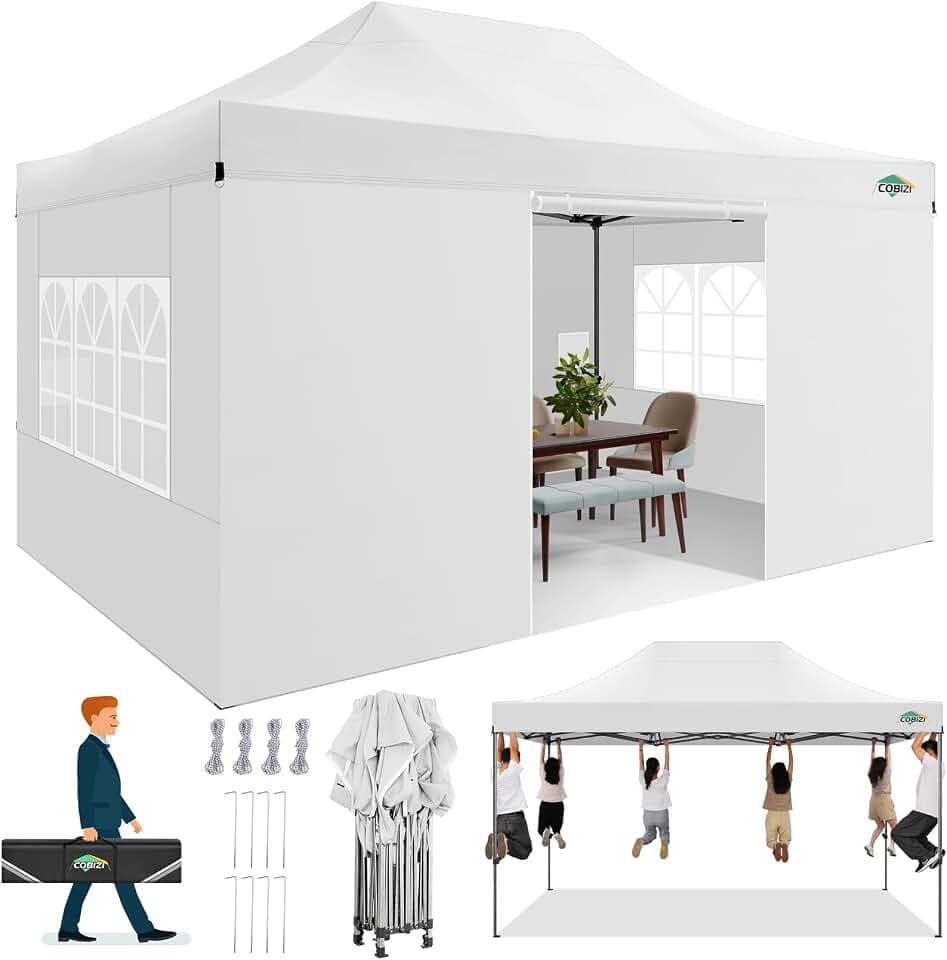 COBIZI Pavillon 3x4,5 Wasserdicht Stabil Winterfest mit Seitenwänden