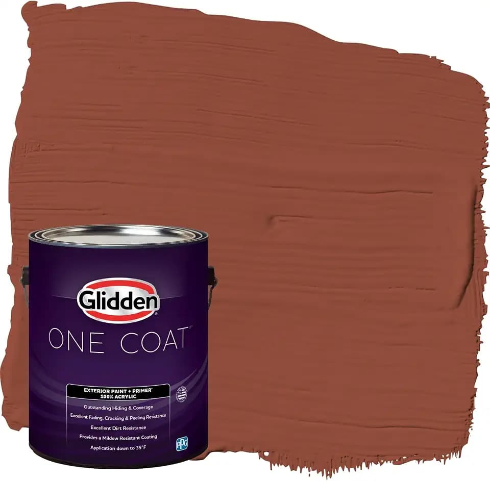 Glidden Exterior Paint + Primer: Red/Burled Redwood, One Coat, Flat, 1-Gallon