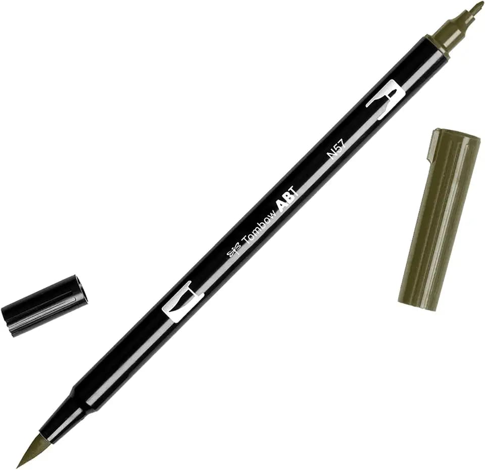 Tombow 56634 Dual Brush Pen Art Marker, N57 - Warm Gray 5, 1-Pack. Blendable, Brush and Fine Tip Marker