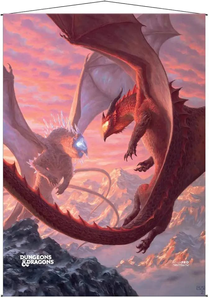 Ultra Pro Cover Series Fizban's Treasury of Dragons Wall Scroll, 26.8" x 37.4" Gold and Black Silk