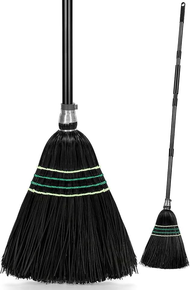 SOBONNE Heavy-Duty Outdoor Broom with Stiff Bristles