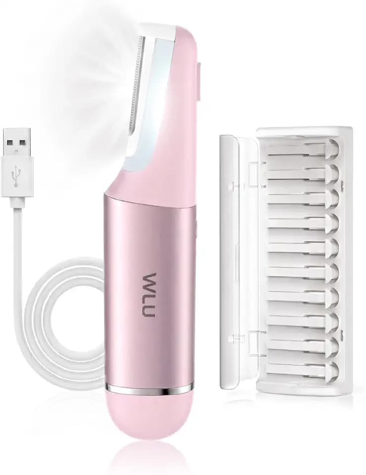 WLU Dermaplane Razor for Women Face Peach Fuzz Hair Removal, Pale Pink