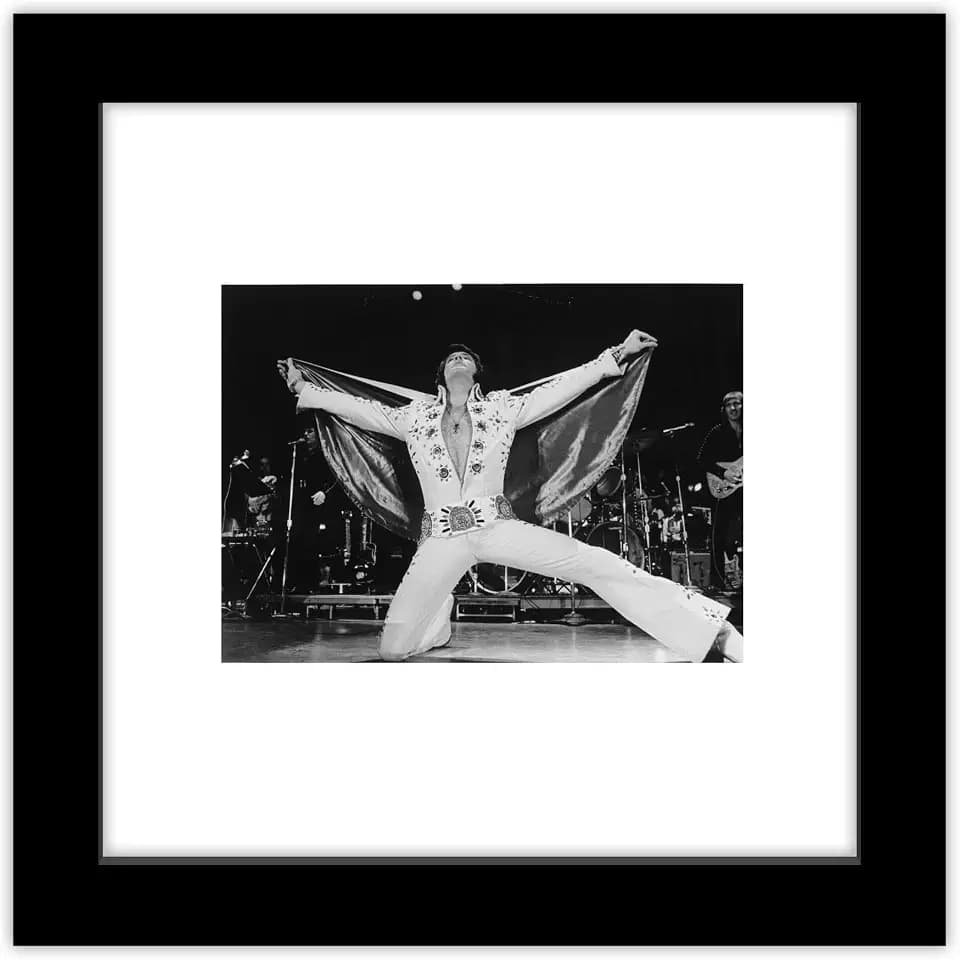 Trends International Gallery Pops Elvis Presley - Red Lion Jumpsuit Cape Photo Wall Art Wall Poster, 12.00" x 12.00", Black Frame Version