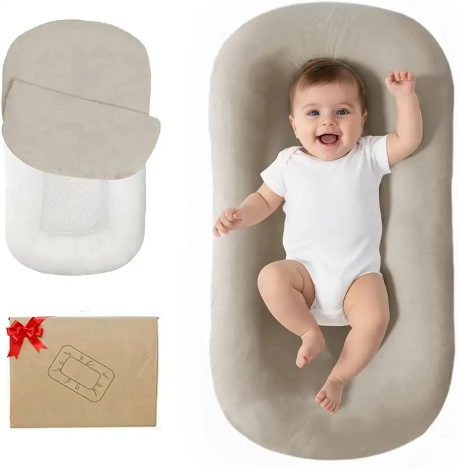 Baby Lounger for Newborn 0-24 Months Soft Cotton Infants Support Cushion