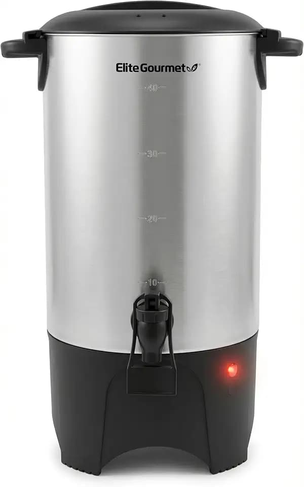 Elite Gourmet 40-Cup Coffee Urn, Two-Way Dispenser, Removable Filter