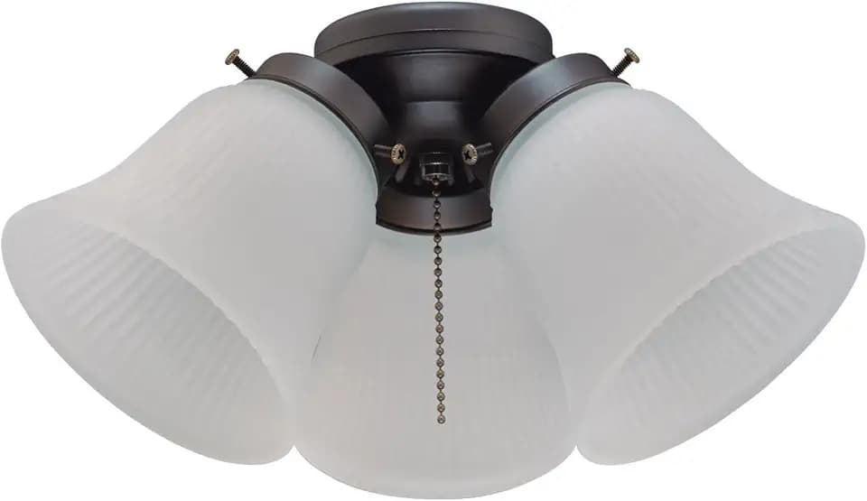 Three-Light LED Cluster Ceiling Fan Light Kit, Oil Rubbed Bronze Finish with Frosted Ribbed Glass