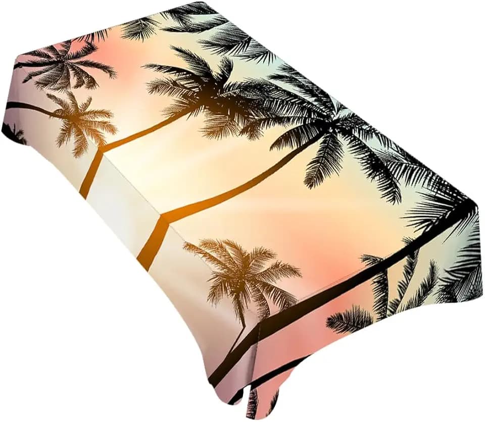TKS MITLAN Tablecloth Palm Tree Table Cloth Rectangle Table 60 x 84 Inch Sunset Island Tropical Beach Kitchen Decorations for Home Dinner Party