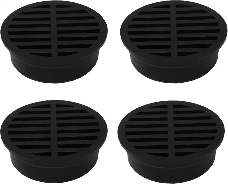 4" Outdoor Round Flat Drain Grate Cover (4, Black)