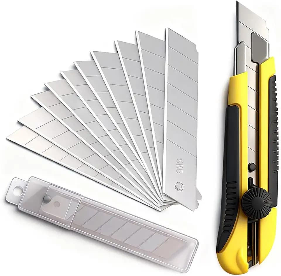 Box Cutter Retractable 25MM Long Utility Knife With 10pcs Blades Refills