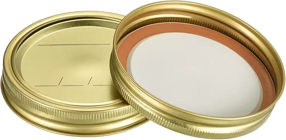 uxcell Canning Lids, 50 Sets - Tinplate Split-Type Mason Jar Lids and Bands Wide Mouth with Date Leak Proof Fits Storage Cover (Gold)