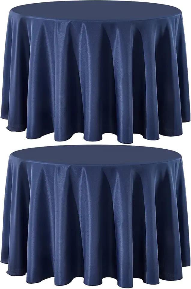 2 Pack Navy Blue Round Tablecloths 120 Inch for Dining Tables