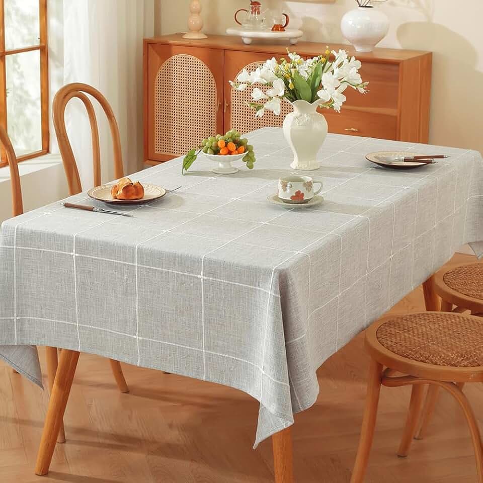 TruDelve 52 x 70 Cloth Tablecloths Rectangular Gray Table Coth Rectangle Table Winter Farmhouse Cotton Tablecloth(Grey,70"x52",Rectangular)