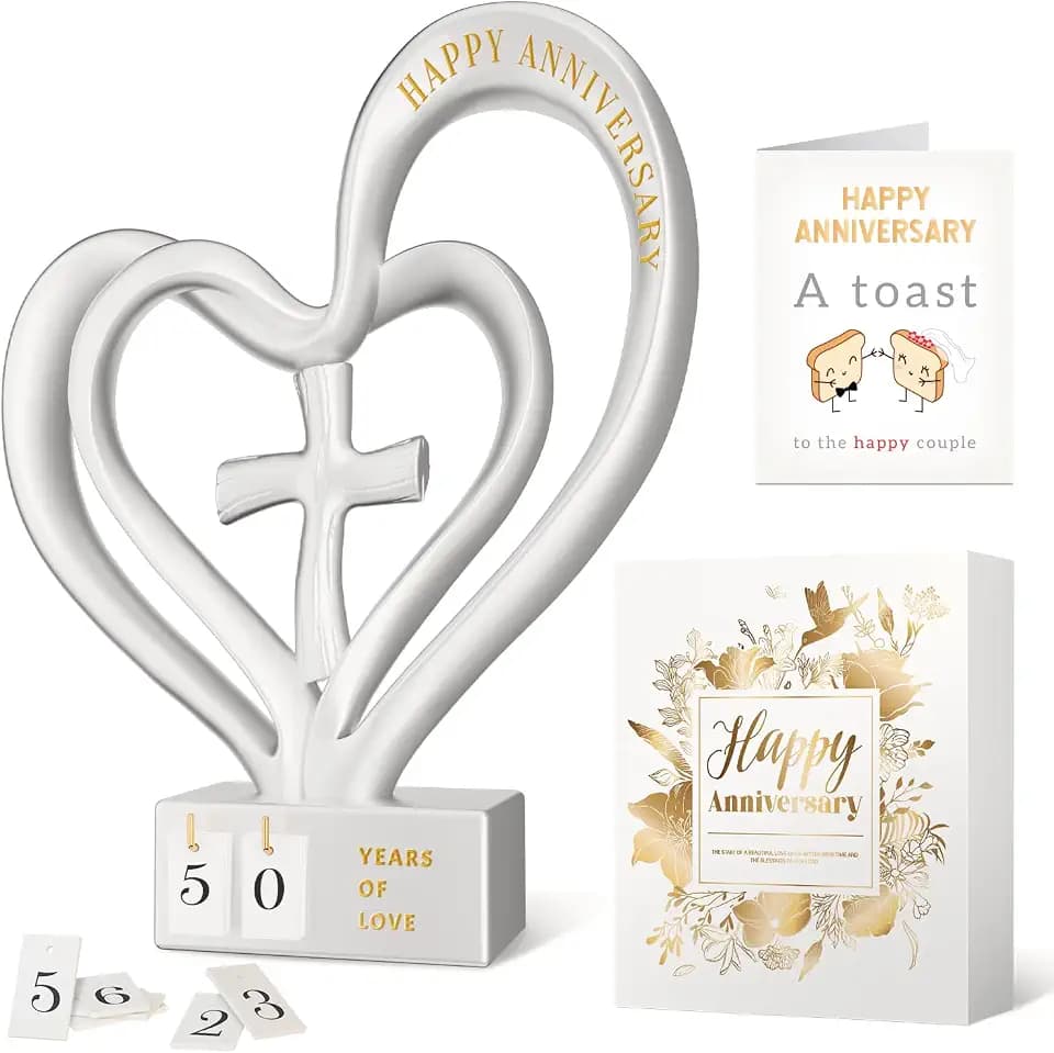 Wedding Anniversary Heart Sculpture Gifts Best for Couple Parents Wife Husband Unique 10th 25th 50th Wedding Gift Ideas