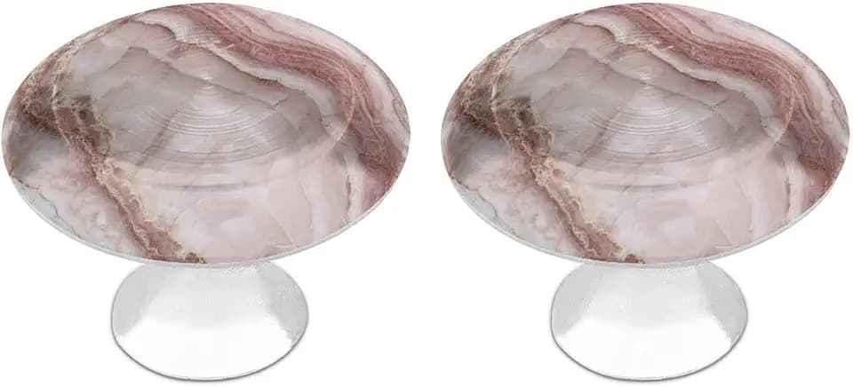 Blush Pink Marble Round Drawer Cabinet Knobs Handles with Screws,2 Pcs, Drawer Dresser Knob Pulls Decor for Wardrobe Cupboard Home Office Kitchen
