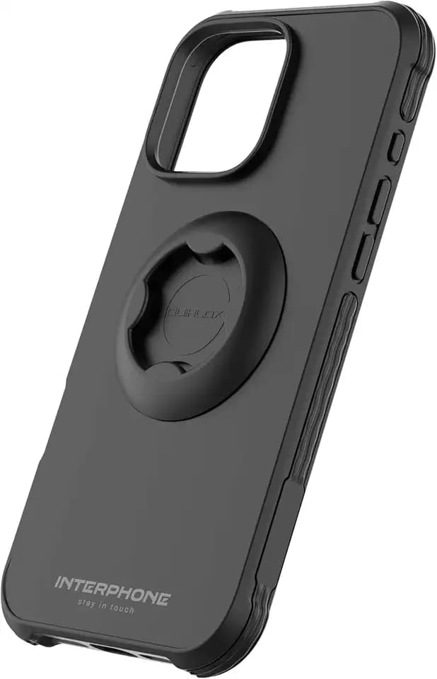 Interphone – Quiklox – Schutzhülle für Apple iPhone 16 Pro Max – Tetraforce für Motorrad-, Auto- oder Fahrradbefestigungen – Schutzhülle für Motorrad – Modulares System QUIKLOX – Schnellverschluss