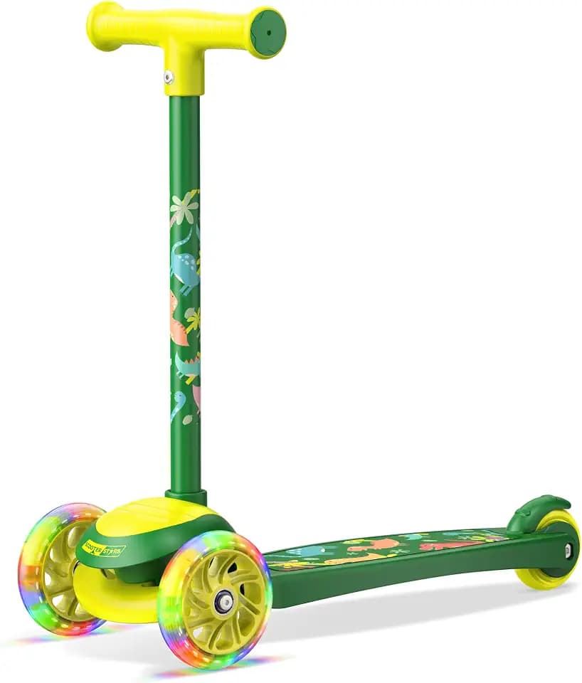 3 Wheel Scooter for Kids, Smooth Light Up LED Front Wheels, Wide Anti Slip Deck, Rear Foot Brake, Easy Lean to Steer Maneuvering, Indoor & Outdoor Ride On Toys for Ages 2 Up,