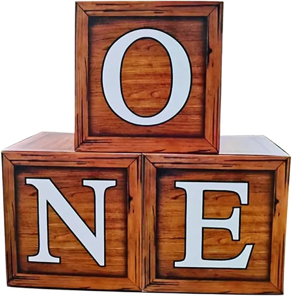 One Boxes for 1st Birthday, Paper Wood Grain Print Pattern Balloon Box, Baby Girl First Decorations, Party Décor Supplies Boy, Anniversary Photoshoot Props Backdrop. (Wood Grain)