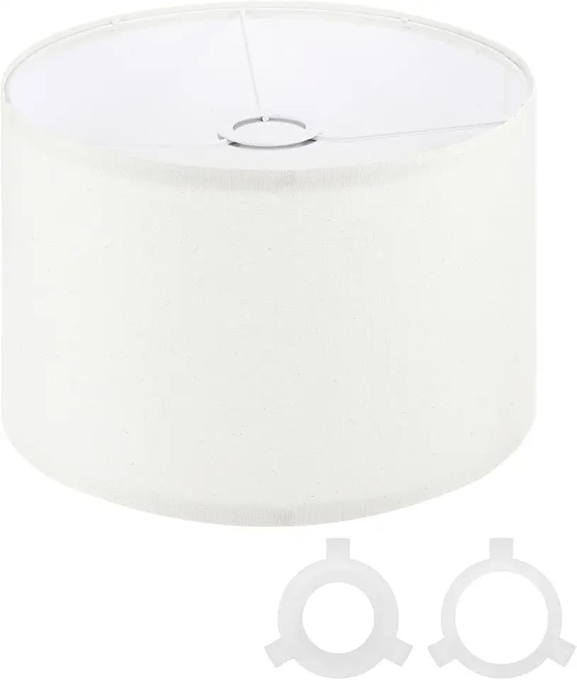 PATIKIL Drum Lamp Shades for Table Lamps 12"x12"x8" Linen Lampshade Easy Assembly Lamp Shade with E27 to E26/E14 Adapters for Floor Lamps Bedside Lamps Pendant Lights, Beige (1.65" Spider)