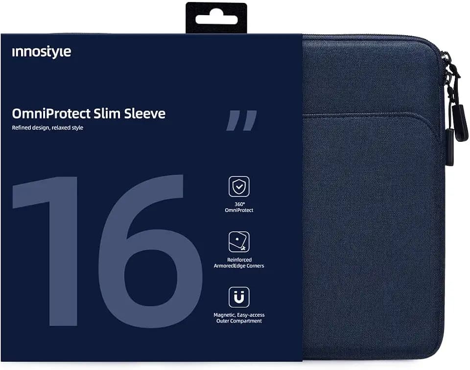INNOSTYLE Laptop Hülle für 15-16 Zoll MacBook Pro/Air, HP, Dell, Lenovo, Asus Notebook, Schutzhülle Laptophülle mit Zubehö Tasche, Wasserdicht (Blau, 16 Zoll)